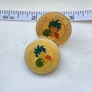 Vintage 1989 Yokohama Exotic Showcase Lapel Backpack Hat Souvenir Pins Lot of 2